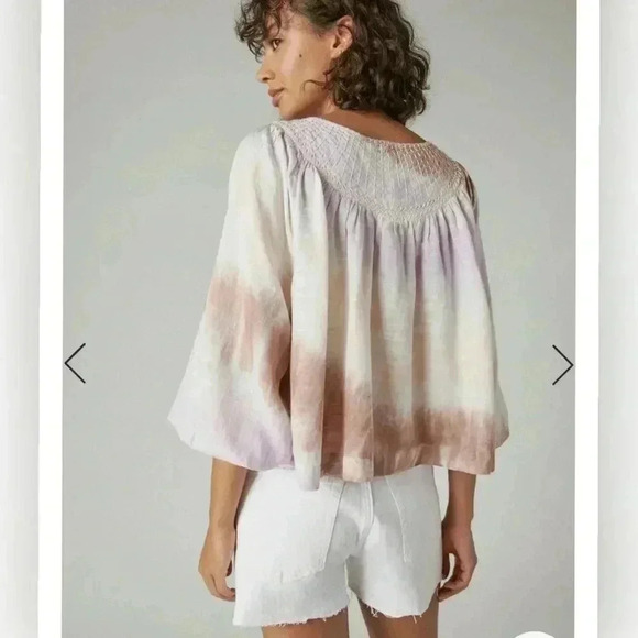 LUCKY BRAND Embroidered Boho Peasant Blouse in Lilac Multi Like New - Picture 5 of 5